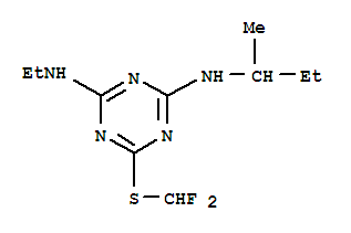 Molecular Structure of 103427-56-1 (1,3,5-Triazine-2,4-diamine,6-[(difluoromethyl)thio]-N2-ethyl-N4-(1-methylpropyl)-)