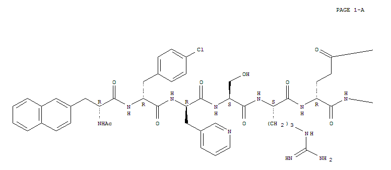 Molecular Structure of 103733-02-4 (D-Alaninamide,N-acetyl-3-(2-naphthalenyl)-D-alanyl-4-chloro-D-phenylalanyl-3-(3-pyridinyl)-D-alanyl-L-seryl-L-arginyl-5-(4-methoxyphenyl)-5-oxo-D-norvalyl-L-leucyl-L-arginyl-L-prolyl-)
