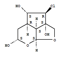 Molecular Structure of 103744-83-8 (2H-1,7-Dioxacyclopent[cd]indene-2a,4,6(3H)-triol,3-chlorohexahydro-, (2aS,3R,4S,4aR,6S,7aS,7bS)-)
