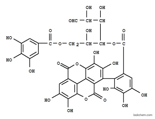 Molecular Structure of 103744-86-1 (4-O-[[(aS)-2-[(5,10-Dihydro-2,3,7,8-tetrahydroxy-5,10-dioxo[1]benzopyrano[5,4,3-cde][1]benzopyran)-1-yl]-3,4,5-trihydroxyphenyl]carbonyl]-6-O-(3,4,5-trihydroxyphenylcarbonyl)-β-D-glucopyranose)