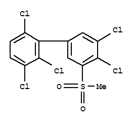 Molecular Structure of 104086-10-4 (1,1'-Biphenyl,2,3,3',4',6-pentachloro-5'-(methylsulfonyl)-)