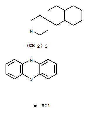 104269-03-6,Spiro[naphthalene-2(1H),4'-piperidine],octahydro-1'-[3-(10H-phenothiazin-10-yl)propyl]-, hydrochloride (1:1),Spiro[naphthalene-2(1H),4'-piperidine],octahydro-1'-(3-phenothiazin-10-ylpropyl)-, hydrochloride (7CI)