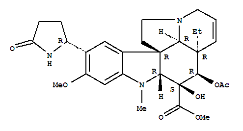 Molecular Structure of 104380-51-0 (Aspidospermidine-3-carboxylicacid,4-(acetyloxy)-6,7-didehydro-3-hydroxy-16-methoxy-1-methyl-15-[(2R)-5-oxo-2-pyrrolidinyl]-,methyl ester, (2b,3b,4b,5a,12R,19a)-(9CI))