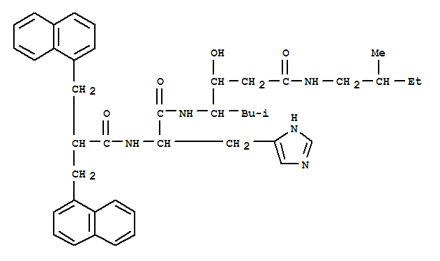 Molecular Structure of 104380-56-5 (1H-Imidazole-4-propanamide,N-[(1S,2S)-2-hydroxy-4-[[(2S)-2-methylbutyl]amino]-1-(2-methylpropyl)-4-oxobutyl]-a-[[3-(1-naphthalenyl)-2-(1-naphthalenylmethyl)-1-oxopropyl]amino]-,(aS)-)