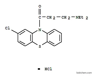 Molecular Structure of 1045-82-5 (2-chloro-10-[3-(diethylamino)propionyl]-10H-phenothiazinium chloride)