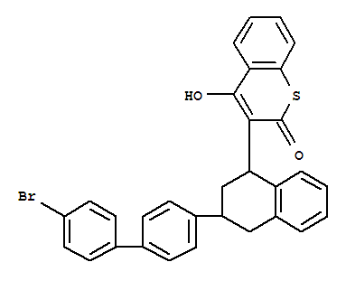 2H-1-Benzothiopyran-2-one,3-[3-(4'-bromo[1,1'-biphenyl]-4-yl)-1,2,3,4-tetrahydro-1-naphthalenyl]-4-hydroxy-(104653-34-1)