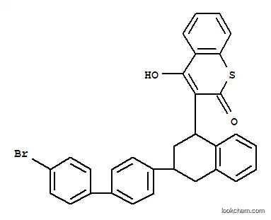 Molecular Structure of 104653-34-1 (2H-1-Benzothiopyran-2-one,3-[3-(4'-bromo[1,1'-biphenyl]-4-yl)-1,2,3,4-tetrahydro-1-naphthalenyl]-4-hydroxy-)
