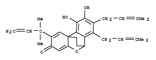 104703-87-9,6H-6,10b-Ethano-3H-dibenzo[b,d]pyran-3-one,2-(1,1-dimethyl-2-propenyl)-9,10-dihydroxy-7,8-bis(3-methyl-2-butenyl)- (9CI),Kazinol P