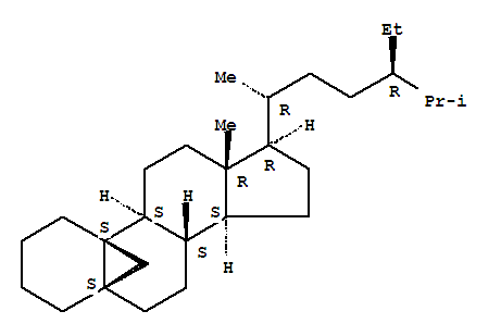 105641-30-3,5,19-Cyclostigmastane(9CI),5,10-Methano-6H-cyclopenta[a]phenanthrene,5,19-cyclostigmastane deriv.; 5,10-Methano-6H-cyclopenta[a]phenanthrene,17-(4-ethyl-1,5-dimethylhexyl)tetradecahydro-13-methyl-, [5S-[5a,8a,9b,10a,13a,14b,17a(1S*,4S*)]]-; [5S-[5a,8a,9b,10a,13a,14b,17a(1S*,4S*)]]-17-(4-Ethyl-1,5-dimethylhexyl)tetradecahydro-13-methyl-5,10-methano-6H-cyclopenta[a]phenanthrene