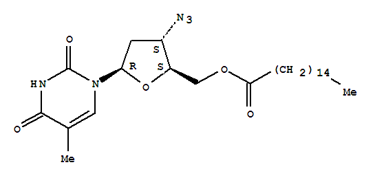 Molecular Structure of 106060-81-5 (Thymidine,3'-azido-3'-deoxy-, 5'-hexadecanoate)