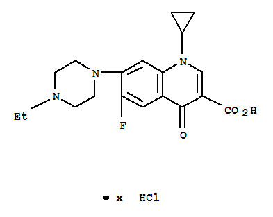 Molecular Structure of 112732-17-9 (3-Quinolinecarboxylicacid, 1-cyclopropyl-7-(4-ethyl-1-piperazinyl)-6-fluoro-1,4-dihydro-4-oxo-,hydrochloride (1:?))