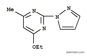 Molecular Structure of 114834-01-4 (Pyrimidine, 4-ethoxy-6-methyl-2-(1H-pyrazol-1-yl)- (9CI))