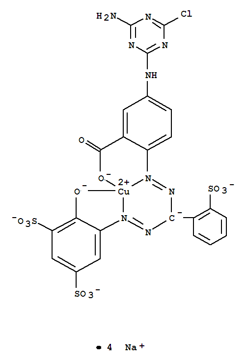 Cuprate(4-),[5-[(4-amino-6-chloro-1,3,5-triazin-2-yl)amino]-2-[2-[[2-[2-(hydroxy-kO)-3,5-disulfophenyl]diazenyl-kN2](2-sulfophenyl)methyl]diazenyl-kN1]benzoato(6-)-kO]-, sodium (1:4)