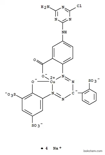 Molecular Structure of 116912-62-0 (Cuprate(4-), 5-(4-amino-6-chloro-1,3,5-triazin-2-yl)amino-2-2-(hydroxy-.kappa.O)-3,5-disulfophenylazo-.kappa.N2(2-sulfophenyl)methylazo-.kappa.N1benzoato(6-)-.kappa.O-, tetrasodium)