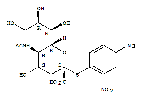 117681-72-8,(4-azido-2-nitrophenyl)-5-acetamido-2,3,5-trideoxy-2-thioglycerogalacto-2-nonulopyranosidonic acid,D-glycero-a-D-galacto-2-Nonulopyranosidonicacid, 4-azido-2-nitrophenyl 5-(acetylamino)-3,5-dideoxy-2-thio-