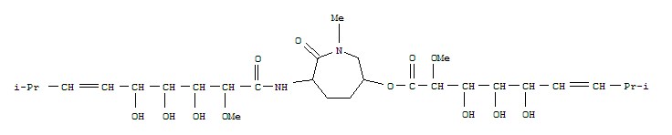 Molecular Structure of 118477-02-4 (D-gulo-Non-6-enonicacid, 6,7,8,9-tetradeoxy-8-methyl-2-O-methyl-,(3S,6S)-hexahydro-1-methyl-7-oxo-6-[[(6E)-6,7,8,9-tetradeoxy-8-methyl-2-O-methyl-D-gulo-non-6-enonoyl]amino]-1H-azepin-3-ylester, (6E)- (9CI))