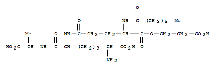 Molecular Structure of 118523-91-4 (D-Alanine,N-(1-oxoheptyl)-D-g-glutamyl-(6R)-6-carboxy-L-lysyl-, 1-(2-carboxyethyl) ester (9CI))