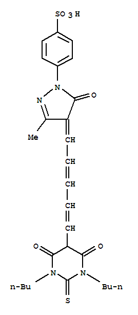 Molecular Structure of 118702-42-4 (Benzenesulfonic acid,4-[4-[5-(1,3-dibutylhexahydro-4,6-dioxo-2-thioxo-5-pyrimidinyl)-2,4-pentadien-1-ylidene]-4,5-dihydro-3-methyl-5-oxo-1H-pyrazol-1-yl]-)