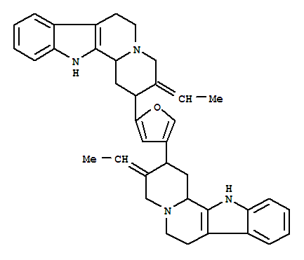 Molecular Structure of 119308-20-2 (Indolo[2,3-a]quinolizine,2,2'-(2,4-furandiyl)bis[3-ethylidene-1,2,3,4,6,7,12,12b-octahydro-,(2S,2'S,3E,3'E,12bR,12'bR)- (9CI))