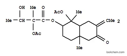 Molecular Structure of 119347-18-1 (Butanoic acid,2-(acetyloxy)-3-hydroxy-2-methyl-,1-(acetyloxy)decahydro-1,4a-dimethyl-7-(1-methylethylidene)-6-oxo-2-naphthalenylester (9CI))