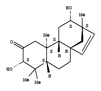 Molecular Structure of 119626-53-8 (17-Norkaur-15-en-2-one,3,12-dihydroxy-13-methyl-, (3a,8b,12a,13b)- (9CI))