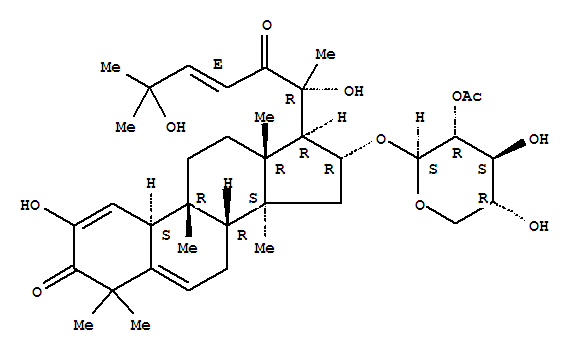 Molecular Structure of 119626-75-4 (19-Norlanosta-1,5,23-triene-3,22-dione,16-[(2-O-acetyl-a-L-arabinopyranosyl)oxy]-2,20,25-trihydroxy-9-methyl-,(9b,10a,16a,23E)-)