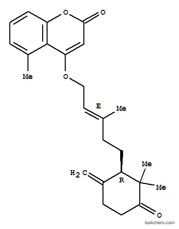 Molecular Structure of 119875-28-4 (2H-1-Benzopyran-2-one,4-[[(2E)-5-[(1R)-2,2-dimethyl-6-methylene-3-oxocyclohexyl]-3-methyl-2-penten-1-yl]oxy]-5-methyl-)
