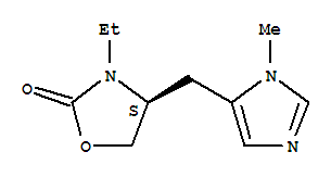 Molecular Structure of 119998-72-0 (2-Oxazolidinone,3-ethyl-4-[(1-methyl-1H-imidazol-5-yl)methyl]-, (4S)-)