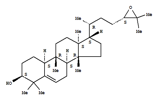 Molecular Structure of 120657-76-3 (19-Norlanost-5-en-3-ol,24,25-epoxy-9-methyl-, (3b,8a,9b,10a,13a,14b,17a,24S)- (9CI))