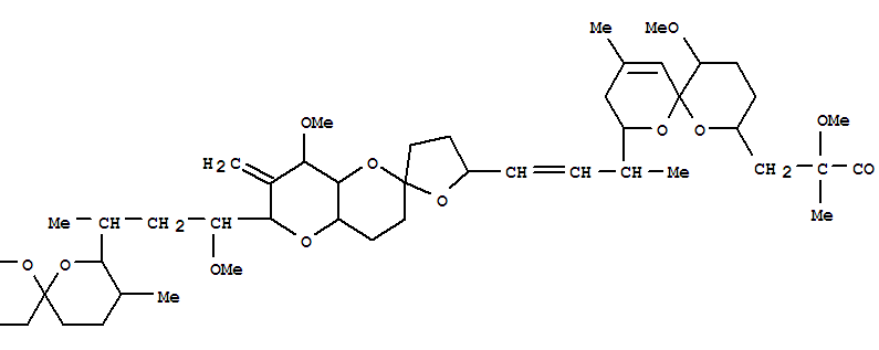 120693-42-7,Acanthifolicin,9,10-deepithio-9,10-didehydro-2,7,24,27-tetra-O-methyl- (9CI),1,7-Dioxaspiro[5.5]undecane,acanthifolicin deriv.; Spiro[furan-2(3H),2'(3'H)-pyrano[3,2-b]pyran],acanthifolicin deriv.; Okadaic acid tetramethyl ether; Tetra-O-methylokadaicacid