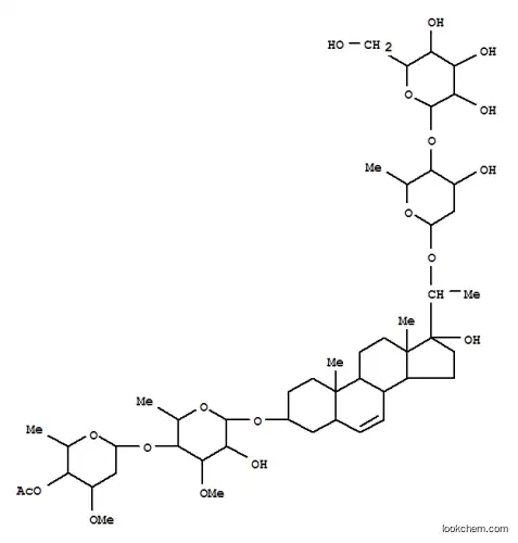 Molecular Structure of 120727-48-2 (b-D-Galactopyranoside, (3b,5a,20S)-20-[(2,6-dideoxy-4-O-b-D-glucopyranosyl-b-D-arabino-hexopyranosyl)oxy]-17-hydroxypregn-6-en-3-yl4-O-(4-O-acetyl-2,6-dideoxy-3-O-methyl-a-L-xylo-hexopyranosyl)-6-deoxy-3-O-methyl- (9CI))