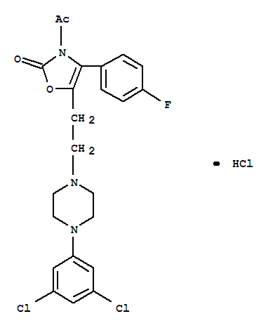 120944-33-4,3-acetyl-5-{2-[4-(3,5-dichlorophenyl)piperazin-1-yl]ethyl}-4-(4-fluorophenyl)-1,3-oxazol-2(3H)-one hydrochloride,2(3H)-Oxazolone,3-acetyl-5-[2-[4-(3,5-dichlorophenyl)-1-piperazinyl]ethyl]-4-(4-fluorophenyl)-,monohydrochloride (9CI)