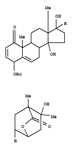 Molecular Structure of 120948-02-9 (2-Oxabicyclo[2.2.2]octan-3-one,7-[(4b,17a)-4-(acetyloxy)-14,17-dihydroxy-1-oxoandrosta-2,5-dien-17-yl]-5-hydroxy-4,5-dimethyl-,(1R,4R,5R,7R)- (9CI))