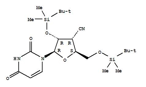 Molecular Structure of 121055-67-2 (Uridine,3'-cyano-3'-deoxy-2',5'-bis-O-[(1,1-dimethylethyl)dimethylsilyl]- (9CI))