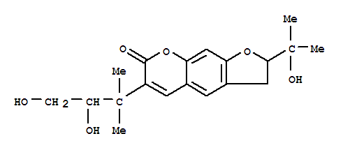 Molecular Structure of 121324-13-8 (7H-Furo[3,2-g][1]benzopyran-7-one,6-(2,3-dihydroxy-1,1-dimethylpropyl)-2,3-dihydro-2-(1-hydroxy-1-methylethyl)-(9CI))