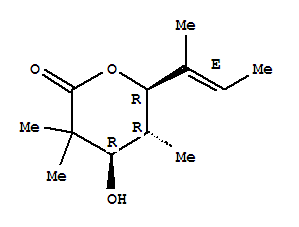 Molecular Structure of 121325-38-0 (2H-Pyran-2-one,tetrahydro-4-hydroxy-3,3,5-trimethyl-6-[(1E)-1-methyl-1-propen-1-yl]-,(4R,5R,6R)-rel-(-)-)
