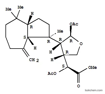 Molecular Structure of 121442-23-7 (3-Furanacetic acid, a,5-bis(acetyloxy)-4-[(1R,3aR,8aS)-decahydro-1,4,4-trimethyl-8-methylene-1-azulenyl]tetrahydro-,methyl ester, (aS,3R,4R,5R)-)