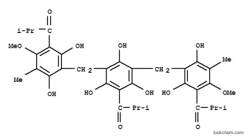 Molecular Structure of 121693-17-2 (1-Propanone,1,1'-[[2,4,6-trihydroxy-5-(2-methyl-1-oxopropyl)-1,3-phenylene]bis[methylene(2,4-dihydroxy-6-methoxy-5-methyl-3,1-phenylene)]]bis[2-methyl-(9CI))