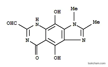 Molecular Structure of 121732-23-8 (3H-Imidazo[4,5-g]quinazoline-6-carboxaldehyde,  5,8-dihydro-4,9-dihydroxy-2,3-dimethyl-8-oxo-  (9CI))