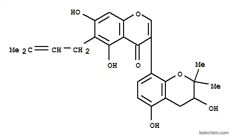 Molecular Structure of 121747-98-6 ([3,8'-Bi-4H-1-benzopyran]-4-one,2',3'-dihydro-3',5,5',7-tetrahydroxy-2',2'-dimethyl-6-(3-methyl-2-butenyl)-(9CI))