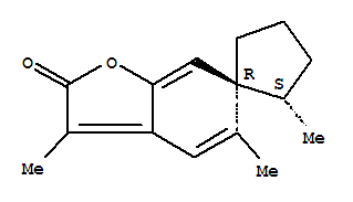 Molecular Structure of 121817-61-6 (Spiro[benzofuran-6(2H),1'-cyclopentan]-2-one,2',3,5-trimethyl-, (1'R,2'S)-)