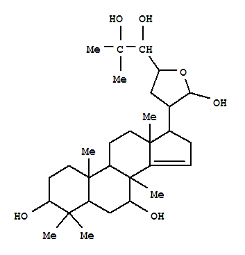 Molecular Structure of 121824-78-0 (Cholest-14-ene-3,7,21,24,25-pentol,21,23-epoxy-4,4,8-trimethyl-, (3a,7a,13a,17a,20x,21S,23R)- (9CI))