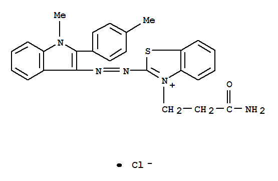 Benzothiazolium,3-(3-amino-3-oxopropyl)-2-[2-[1-methyl-2-(4-methylphenyl)-1H-indol-3-yl]diazenyl]-,chloride (1:1)