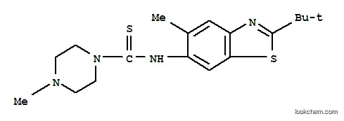 Molecular Structure of 122378-49-8 (1-Piperazinecarbothioamide,N-[2-(1,1-dimethylethyl)-5-methyl-6-benzothiazolyl]-4-methyl-)