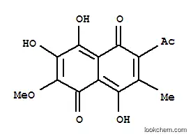Molecular Structure of 1228-77-9 (2-Acetyl-4,7,8-trihydroxy-6-methoxy-3-methyl-1,5-naphthalenedione)