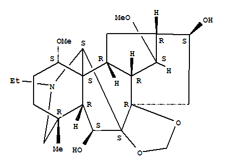 Molecular Structure of 123064-69-7 (Aconitane-6,16-diol,20-ethyl-1,14-dimethoxy-4-methyl-7,8-[methylenebis(oxy)]-, (1a,6b,14a,16b)-)