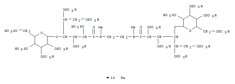 Molecular Structure of 123072-56-0 (D-Gluconamide,N,N'-1,2-ethanediylbis[N-methyl-4-O-(2,3,4,6-tetra-O-sulfo-b-D-galactopyranosyl)-,2,2',3,3',5,5',6,6'-octakis(hydrogen sulfate), sodium salt (1:16))