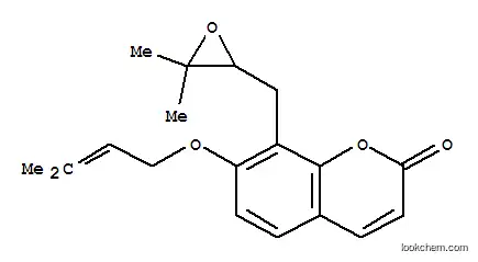 Molecular Structure of 123154-44-9 (2H-1-Benzopyran-2-one,8-[(3,3-dimethyloxiranyl)methyl]-7-[(3-methyl-2-butenyl)oxy]-, (+)- (9CI))