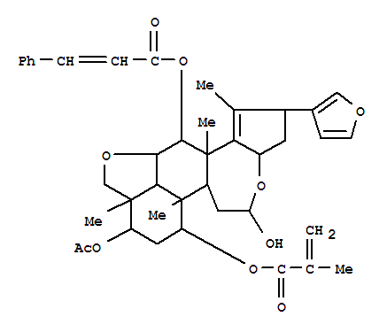 123702-99-8,2-Propenoic acid,2-methyl-,esters,9- (acetyloxy)-2-(3-furanyl)-3,3a,6,6a,6b,7,8,9,9a,- 10,11a,11b,12,12a-tetradecahydro-5-hydroxy- 1,6b,9a,12a-tetramethyl-12-[(1-oxo-3- phenyl-2-propenyl)oxy]-2H,5H-cyclopent[a]- isobenzofuro[7,1-gh][3]benzoxepin-7-yl ester ,