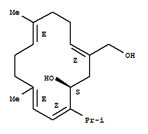 Molecular Structure of 123853-57-6 (1,5,9,11-Cyclotetradecatetraene-1-methanol,13-hydroxy-5,9-dimethyl-12-(1-methylethyl)-, (1Z,5E,9E,11Z,13S)-)
